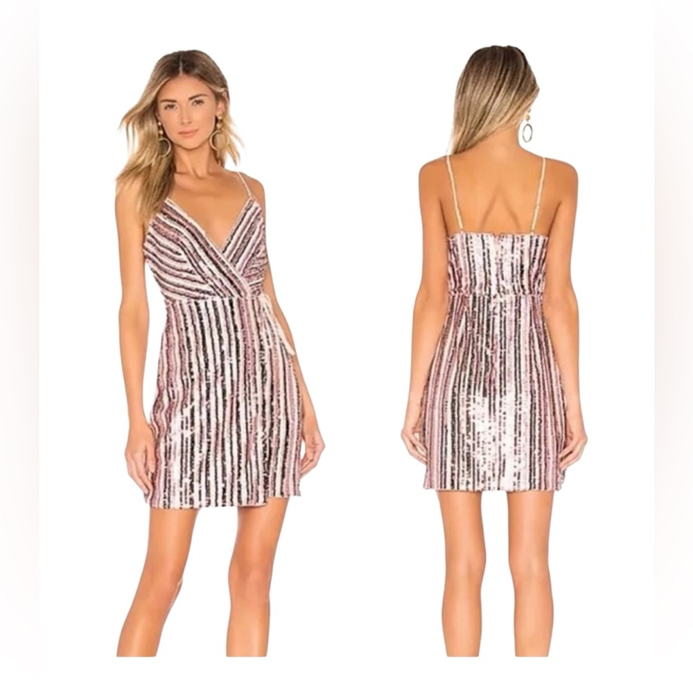 BCBGMAXAZRIA sequined Faux Wrap Party dress Nudes/neutrals Size 8